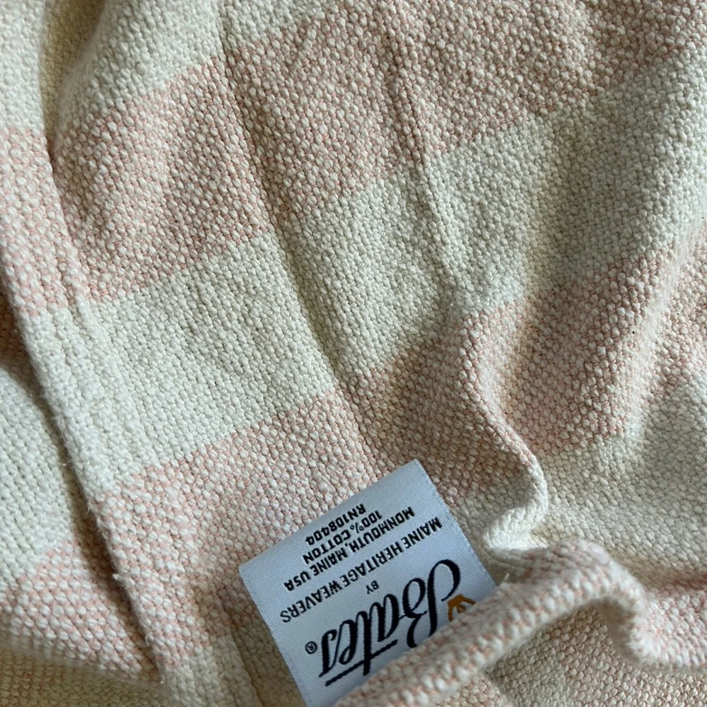 Vintage Bates Striped throw Bedspread pink beige 50x60”